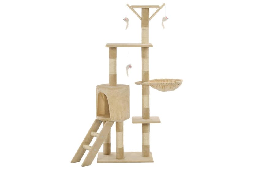Cat Tree With Sisal Scratching Posts 138 Cm Beige Cat Tree With Sisal Scratching Posts 138 Cm Beige