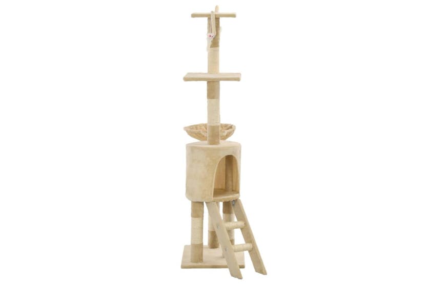 Cat Tree With Sisal Scratching Posts 138 Cm Beige Cat Tree With Sisal Scratching Posts 138 Cm Beige
