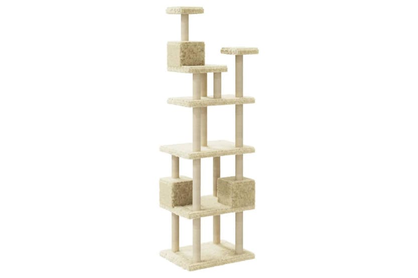 Cat Tree With Sisal Scratching Posts Cream 188 Cm Cat Tree With Sisal Scratching Posts Cream 188 Cm