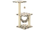 Cat Tree With Sisal Scratching Posts 65 Cm Beige Paw Print Cat Tree With Sisal Scratching Posts 65 Cm Beige Paw Print