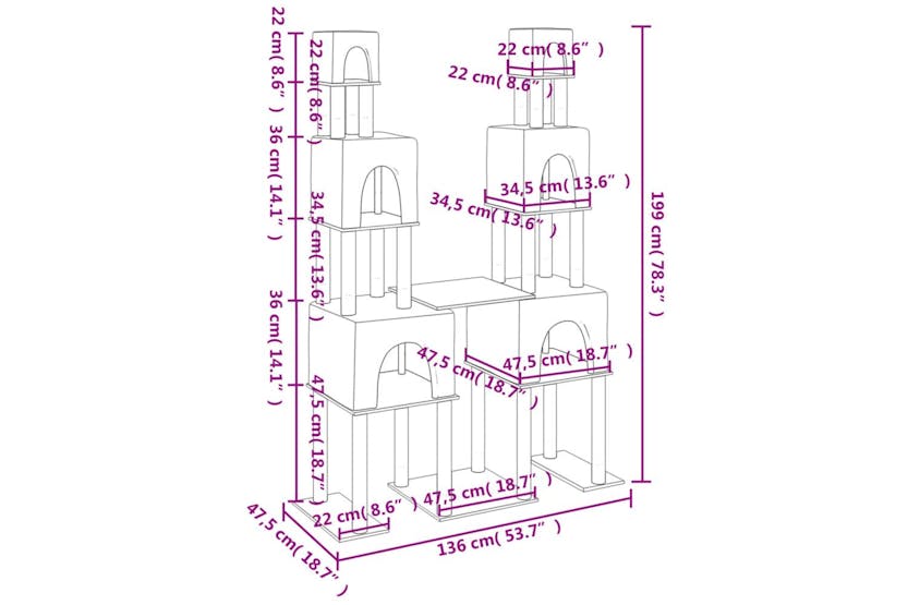 Cat Tree With Sisal Scratching Posts Light Grey 199 Cm Cat Tree With Sisal Scratching Posts Light Grey 199 Cm