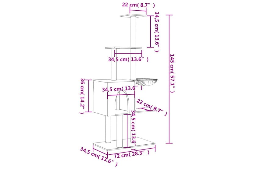 Cat Tree With Sisal Scratching Posts Cream 145 Cm Cat Tree With Sisal Scratching Posts Cream 145 Cm