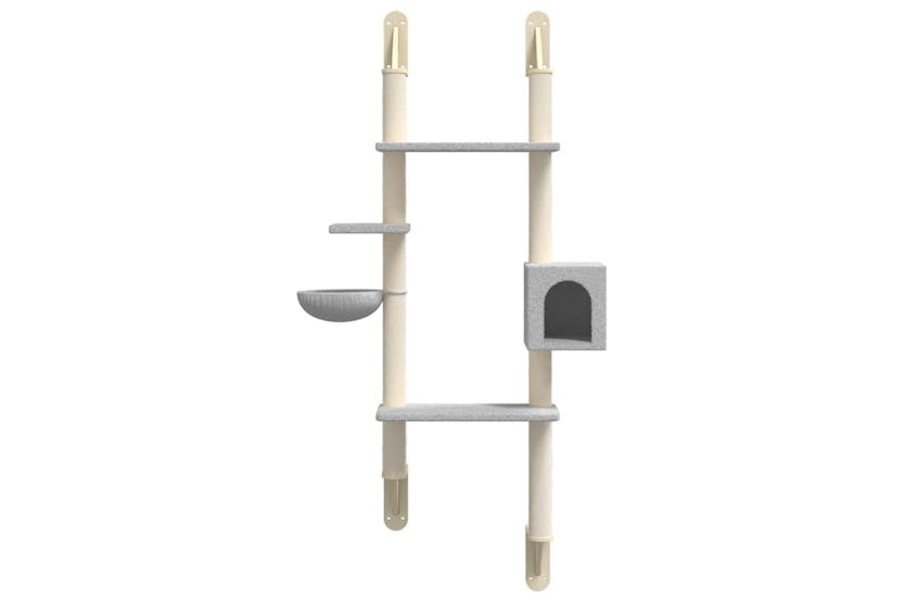 Wall-mounted Cat Tree With Scratching Post Light Grey 180 Cm Wall-mounted Cat Tree With Scratching Post Light Grey 180 Cm