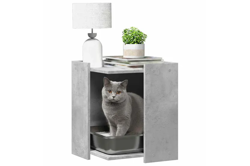 Cat Litter Box Enclosure Concrete Grey 42x42x51 Cm Engineered Wood Cat Litter Box Enclosure Concrete Grey 42x42x51 Cm Engineered Wood