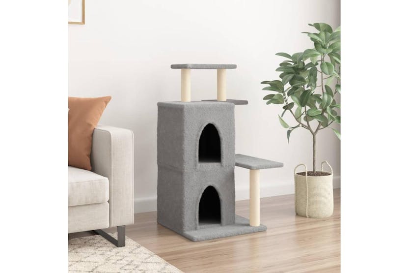 Cat Tree With Sisal Scratching Posts Light Grey 97 Cm Cat Tree With Sisal Scratching Posts Light Grey 97 Cm