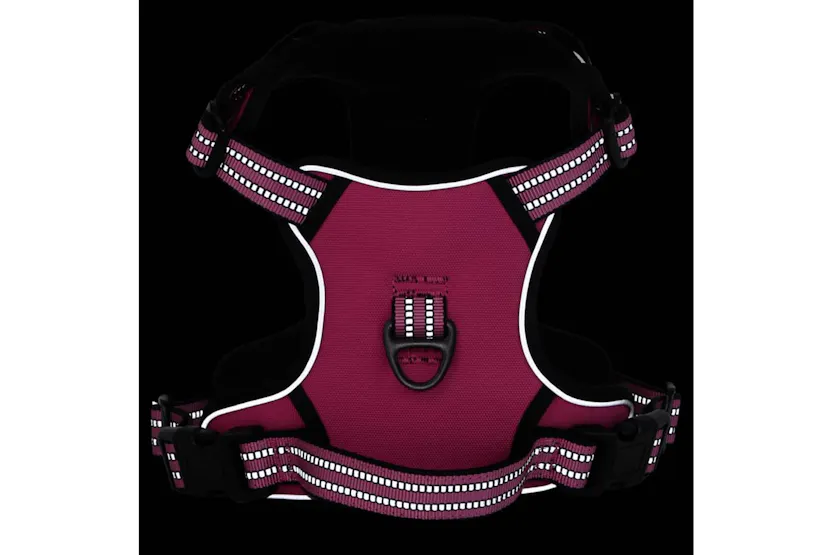 Dog Harness With Reflective Stripes Adjustable Pink L Dog Harness With Reflective Stripes Adjustable Pink L