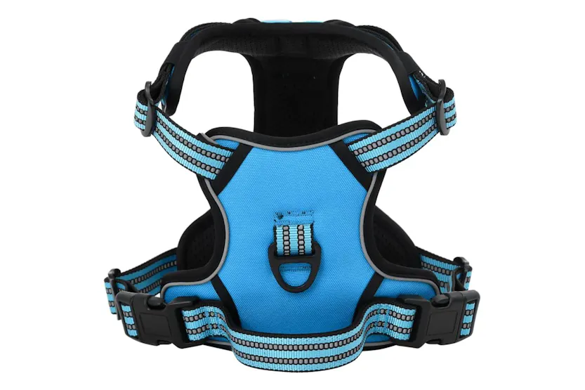 Dog Harness With Reflective Stripes Adjustable Blue Xl Dog Harness With Reflective Stripes Adjustable Blue Xl