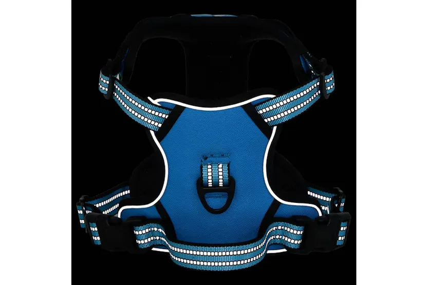 Dog Harness With Reflective Stripes Adjustable Blue Xl Dog Harness With Reflective Stripes Adjustable Blue Xl
