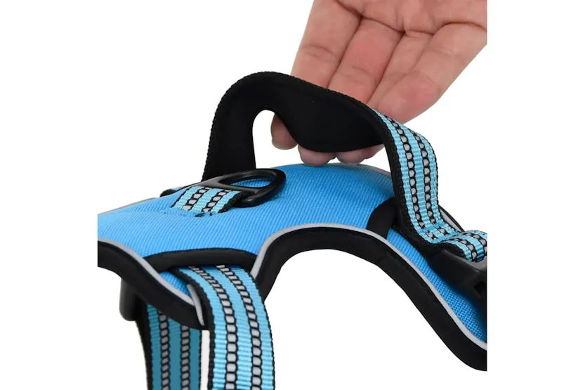 Dog Harness With Reflective Stripes Adjustable Blue Xl Dog Harness With Reflective Stripes Adjustable Blue Xl
