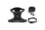 Dog Harness With Lead Collar Adjustable Black Xl Dog Harness With Lead Collar Adjustable Black Xl