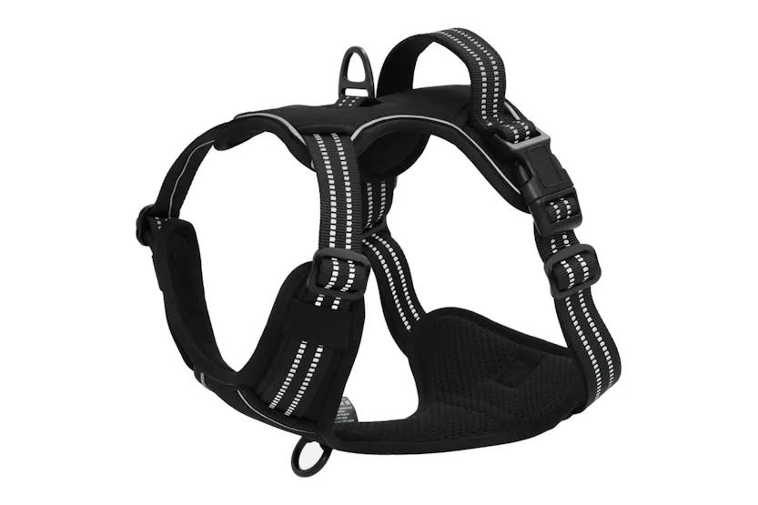 Dog Harness With Lead Collar Adjustable Black Xl Dog Harness With Lead Collar Adjustable Black Xl