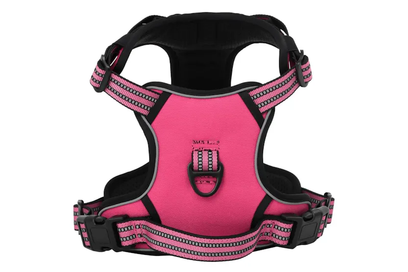 Dog Harness With Reflective Stripes Adjustable Pink Xl Dog Harness With Reflective Stripes Adjustable Pink Xl