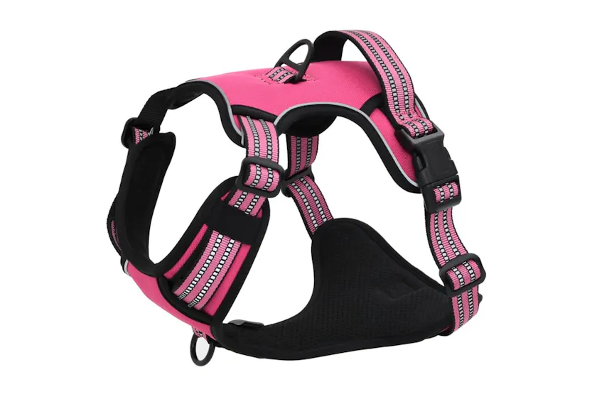 Dog Harness With Reflective Stripes Adjustable Pink Xl Dog Harness With Reflective Stripes Adjustable Pink Xl