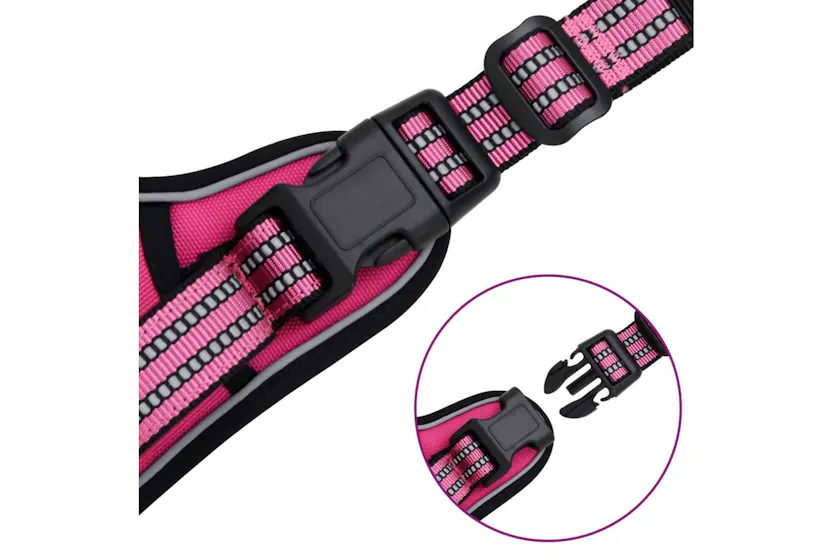 Dog Harness With Reflective Stripes Adjustable Pink Xl Dog Harness With Reflective Stripes Adjustable Pink Xl