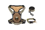 Dog Harness With Lead Collar Adjustable Brown M Dog Harness With Lead Collar Adjustable Brown M