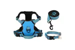 Dog Harness With Lead Collar Adjustable Blue L Dog Harness With Lead Collar Adjustable Blue L