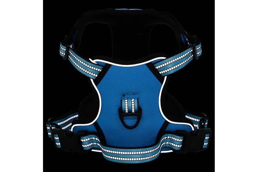 Dog Harness With Lead Collar Adjustable Blue L Dog Harness With Lead Collar Adjustable Blue L