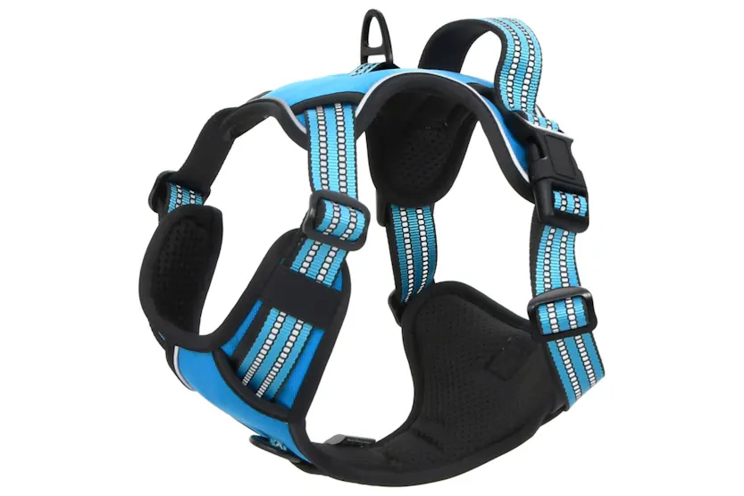 Dog Harness With Reflective Stripes Adjustable Blue S Dog Harness With Reflective Stripes Adjustable Blue S