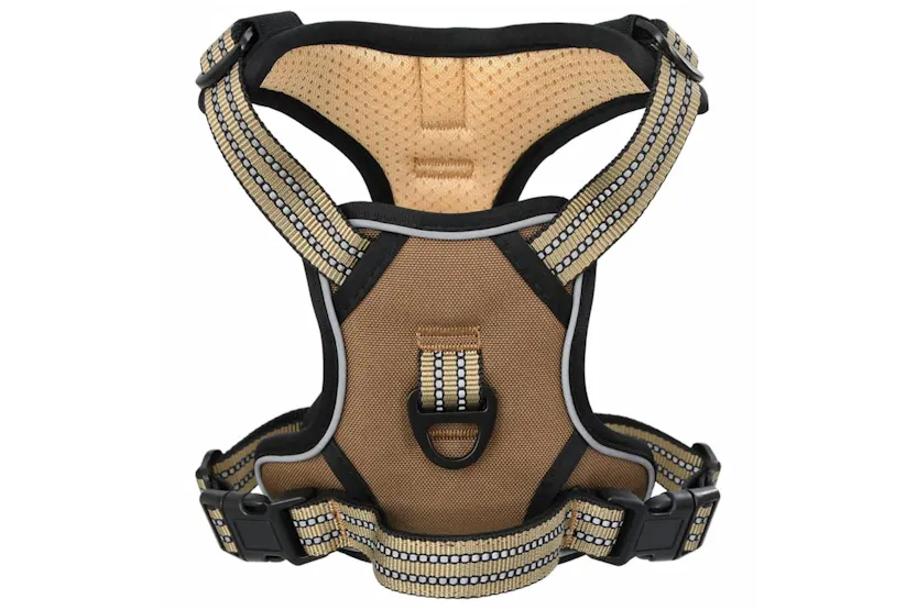 Dog Harness With Reflective Stripes Adjustable Brown Xl Dog Harness With Reflective Stripes Adjustable Brown Xl