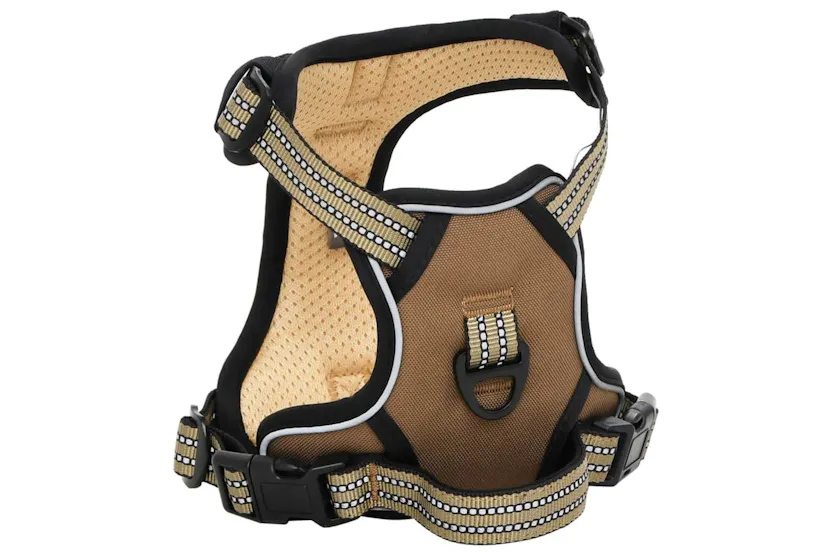 Dog Harness With Reflective Stripes Adjustable Brown Xl Dog Harness With Reflective Stripes Adjustable Brown Xl
