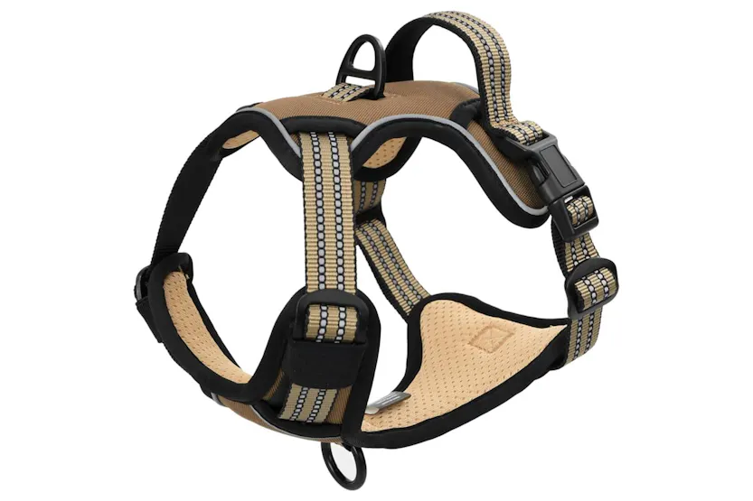 Dog Harness With Reflective Stripes Adjustable Brown Xl Dog Harness With Reflective Stripes Adjustable Brown Xl
