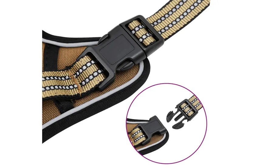Dog Harness With Reflective Stripes Adjustable Brown Xl Dog Harness With Reflective Stripes Adjustable Brown Xl
