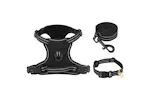 Dog Harness With Lead Collar Adjustable Black S Dog Harness With Lead Collar Adjustable Black S
