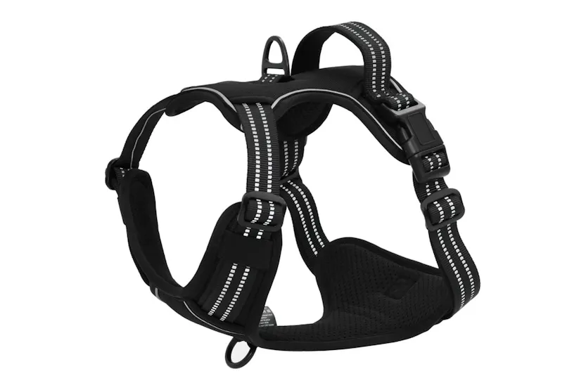 Dog Harness With Lead Collar Adjustable Black S Dog Harness With Lead Collar Adjustable Black S