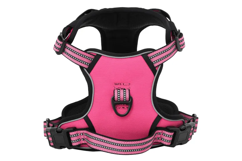 Dog Harness With Lead Collar Adjustable Pink L Dog Harness With Lead Collar Adjustable Pink L