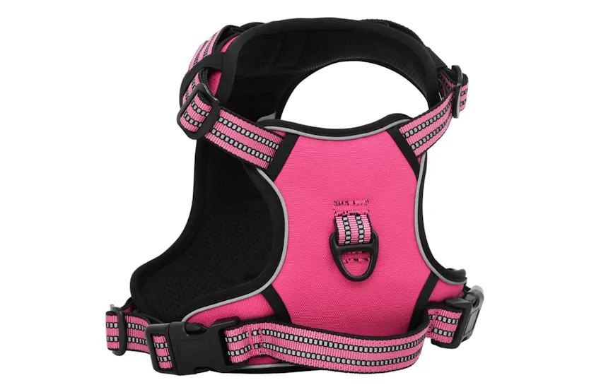 Dog Harness With Lead Collar Adjustable Pink L Dog Harness With Lead Collar Adjustable Pink L