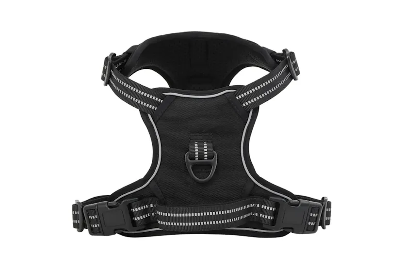Dog Harness With Reflective Stripes Adjustable Black M Dog Harness With Reflective Stripes Adjustable Black M