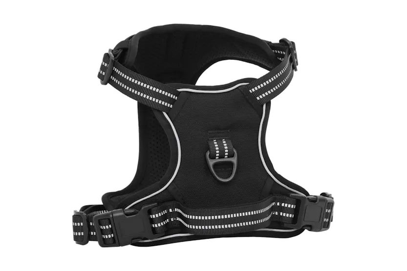 Dog Harness With Reflective Stripes Adjustable Black M Dog Harness With Reflective Stripes Adjustable Black M