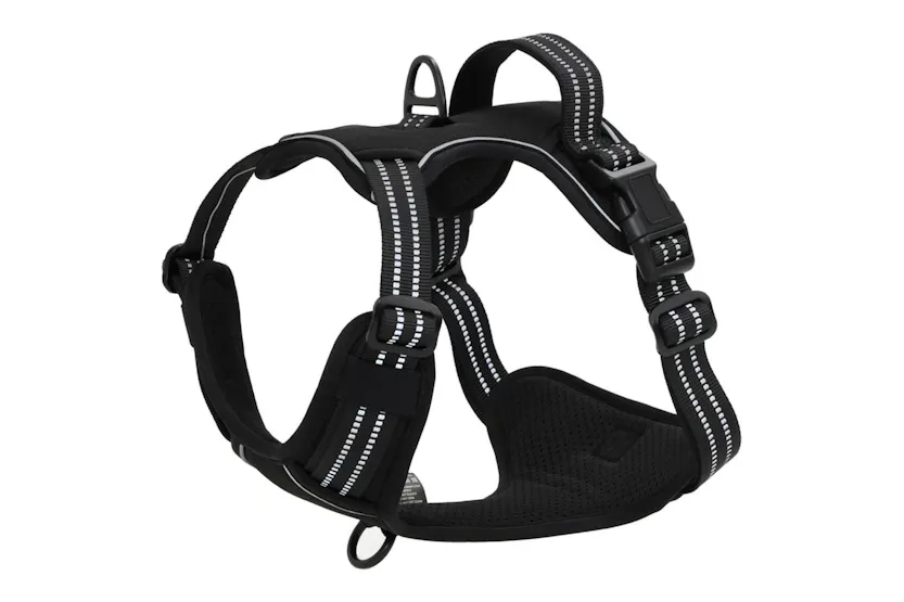 Dog Harness With Reflective Stripes Adjustable Black M Dog Harness With Reflective Stripes Adjustable Black M