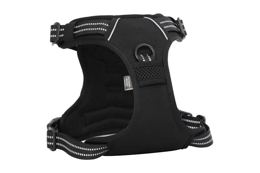 Dog Harness With Reflective Stripes Adjustable Black M Dog Harness With Reflective Stripes Adjustable Black M