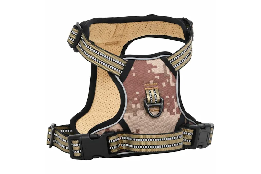 Dog Harness With Reflective Stripes Adjustable Camouflage Brown Xl Dog Harness With Reflective Stripes Adjustable Camouflage Brown Xl