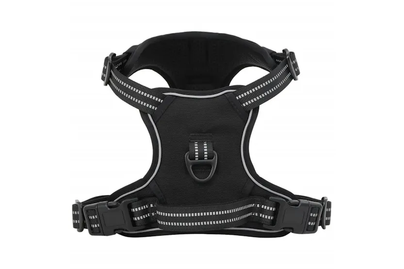 Dog Harness With Lead Collar Adjustable Black L Dog Harness With Lead Collar Adjustable Black L