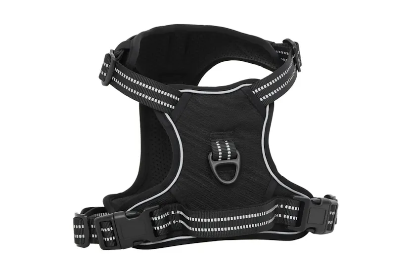 Dog Harness With Lead Collar Adjustable Black L Dog Harness With Lead Collar Adjustable Black L