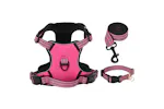 Dog Harness With Lead Collar Adjustable Pink Xl Dog Harness With Lead Collar Adjustable Pink Xl