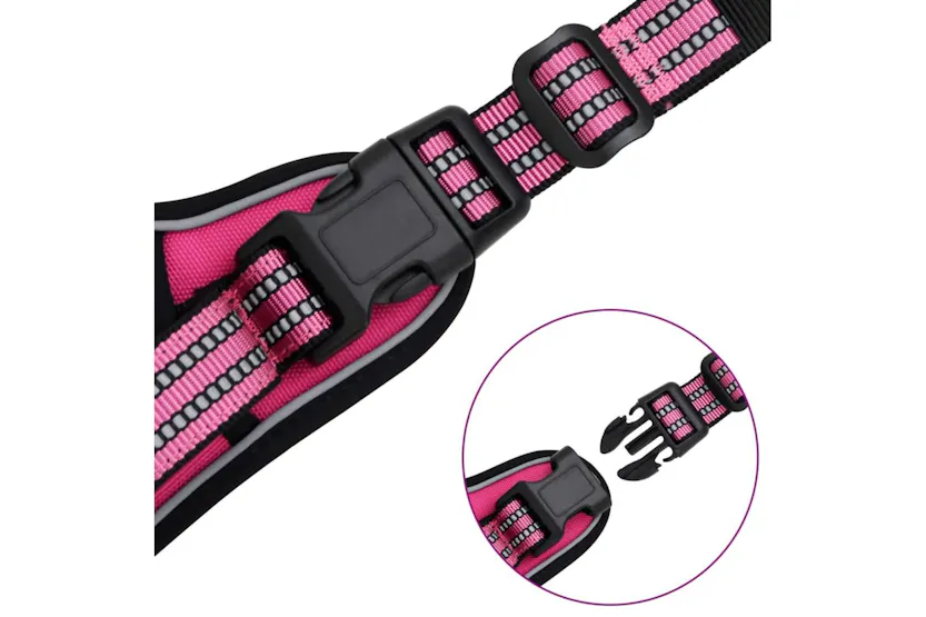 Dog Harness With Lead Collar Adjustable Pink Xl Dog Harness With Lead Collar Adjustable Pink Xl