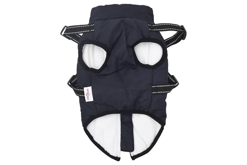 Dog Coat With Harness Waterproof Reflective Navy Blue M Dog Coat With Harness Waterproof Reflective Navy Blue M