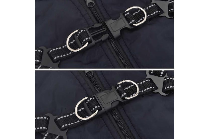 Dog Coat With Harness Waterproof Reflective Navy Blue M Dog Coat With Harness Waterproof Reflective Navy Blue M