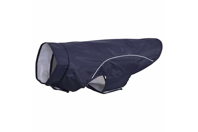 Dog Raincoat With Reflective Strips Polyester Navy Blue Xl Dog Raincoat With Reflective Strips Polyester Navy Blue Xl