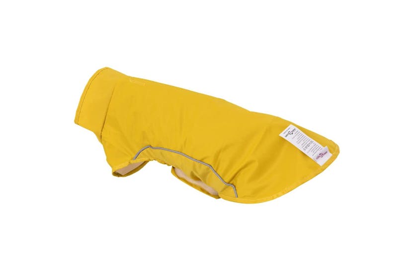 Dog Raincoat With Reflective Strips Polyester Yellow M Dog Raincoat With Reflective Strips Polyester Yellow M