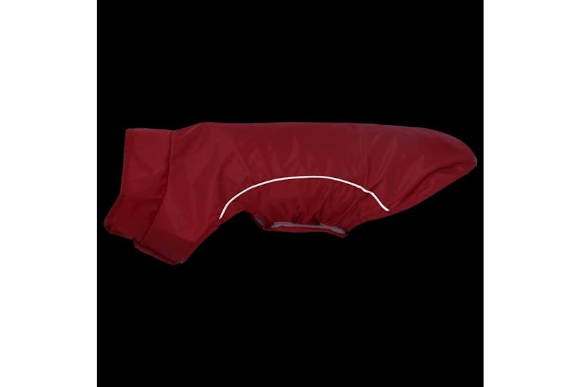 Dog Raincoat With Reflective Strips Polyester Red S Dog Raincoat With Reflective Strips Polyester Red S