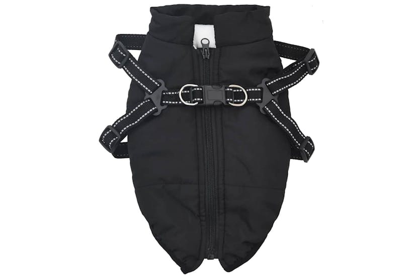 Dog Coat With Harness Waterproof Reflective Black M Dog Coat With Harness Waterproof Reflective Black M