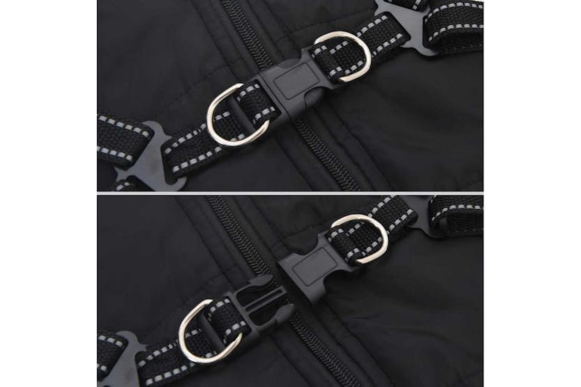 Dog Coat With Harness Waterproof Reflective Black M Dog Coat With Harness Waterproof Reflective Black M