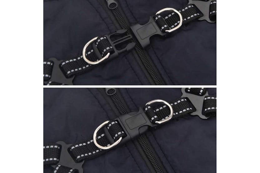 Dog Coat With Harness Waterproof Reflective Navy Blue L Dog Coat With Harness Waterproof Reflective Navy Blue L