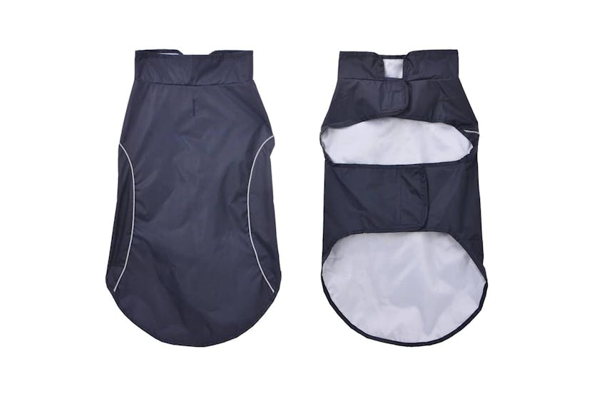 Dog Raincoat With Reflective Strips Polyester Navy Blue 2xl Dog Raincoat With Reflective Strips Polyester Navy Blue 2xl