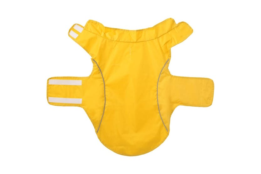 Dog Raincoat With Reflective Strips Polyester Yellow L Dog Raincoat With Reflective Strips Polyester Yellow L