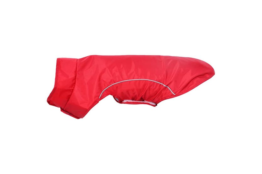 Dog Raincoat With Reflective Strips Polyester Red M Dog Raincoat With Reflective Strips Polyester Red M